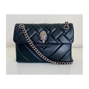 Authentic KURT GEIGER Mini Kensington Leather Flap Shoulder Crossbody Black Bag